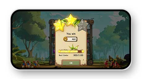 slide_a_monkey_screenshots_05 Spielergebnis mit Sternen und Kombos
