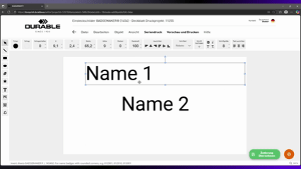 DURAPRINT Editor und Seriendruck