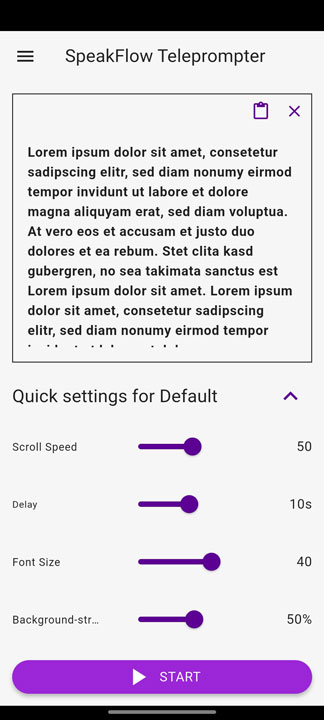 SpeakFlow Telepromter App Settings SpeakFlow Telepromter App Settings