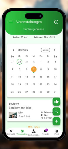 DOITACTIVE Freizeit App Kalenderscreen DOITACTIVE Freizeit App Kalenderscreen