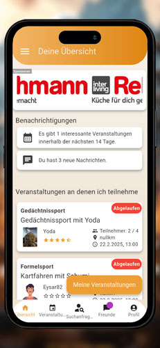 DOITACTIVE Freizeit App Dashboardscreen DOITACTIVE Freizeit App Dashboardscreen