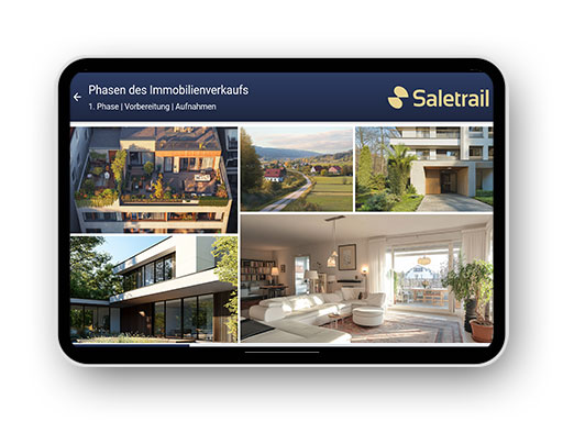 Immobilienverkauf Phasen auf Tablet